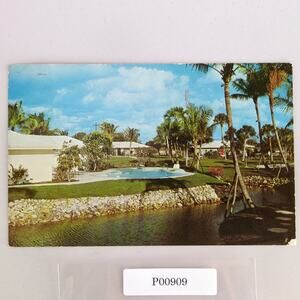 Delightful Tropical Florida Living 1960s Postcard 1967 Houses Pool Palm Trees